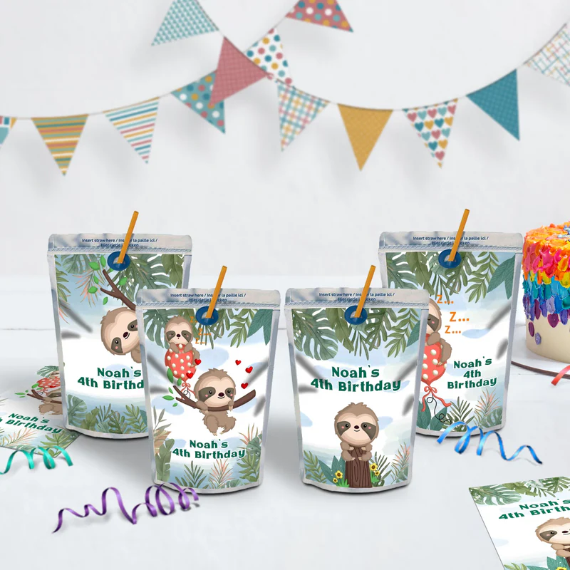 Sloths Birthday Decorations, Sloth Party Supplies, Sloth Birthday Themed, Lazy Animal Digital Template, Editable Sloth Image SVG PNG