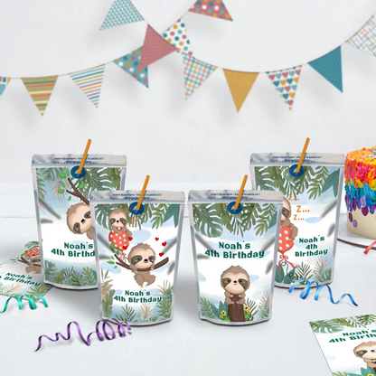 Sloths Birthday Decorations, Sloth Party Supplies, Sloth Birthday Themed, Lazy Animal Digital Template, Editable Sloth Image SVG PNG