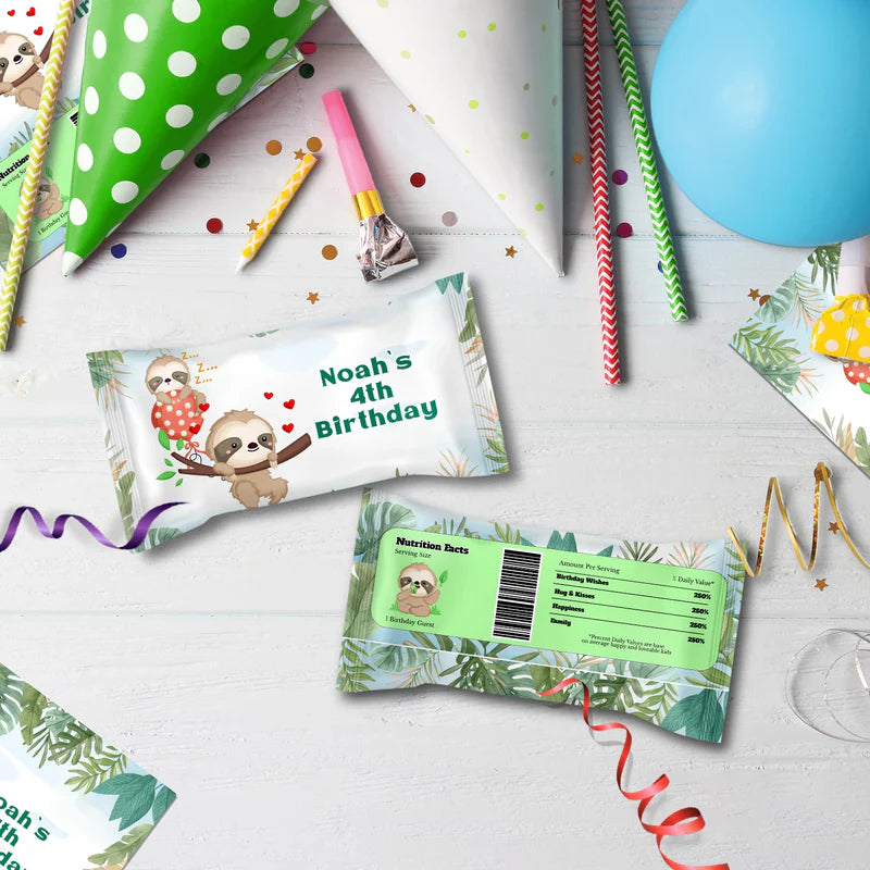 Sloths Birthday Decorations, Sloth Party Supplies, Sloth Birthday Themed, Lazy Animal Digital Template, Editable Sloth Image SVG PNG