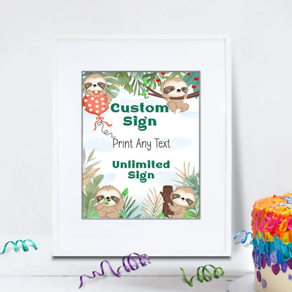 Sloths Birthday Decorations, Sloth Party Supplies, Sloth Birthday Themed, Lazy Animal Digital Template, Editable Sloth Image SVG PNG