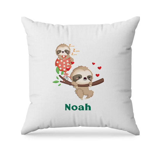 Sloth sublimation pillowcase with cute sloth design flat lay on white background