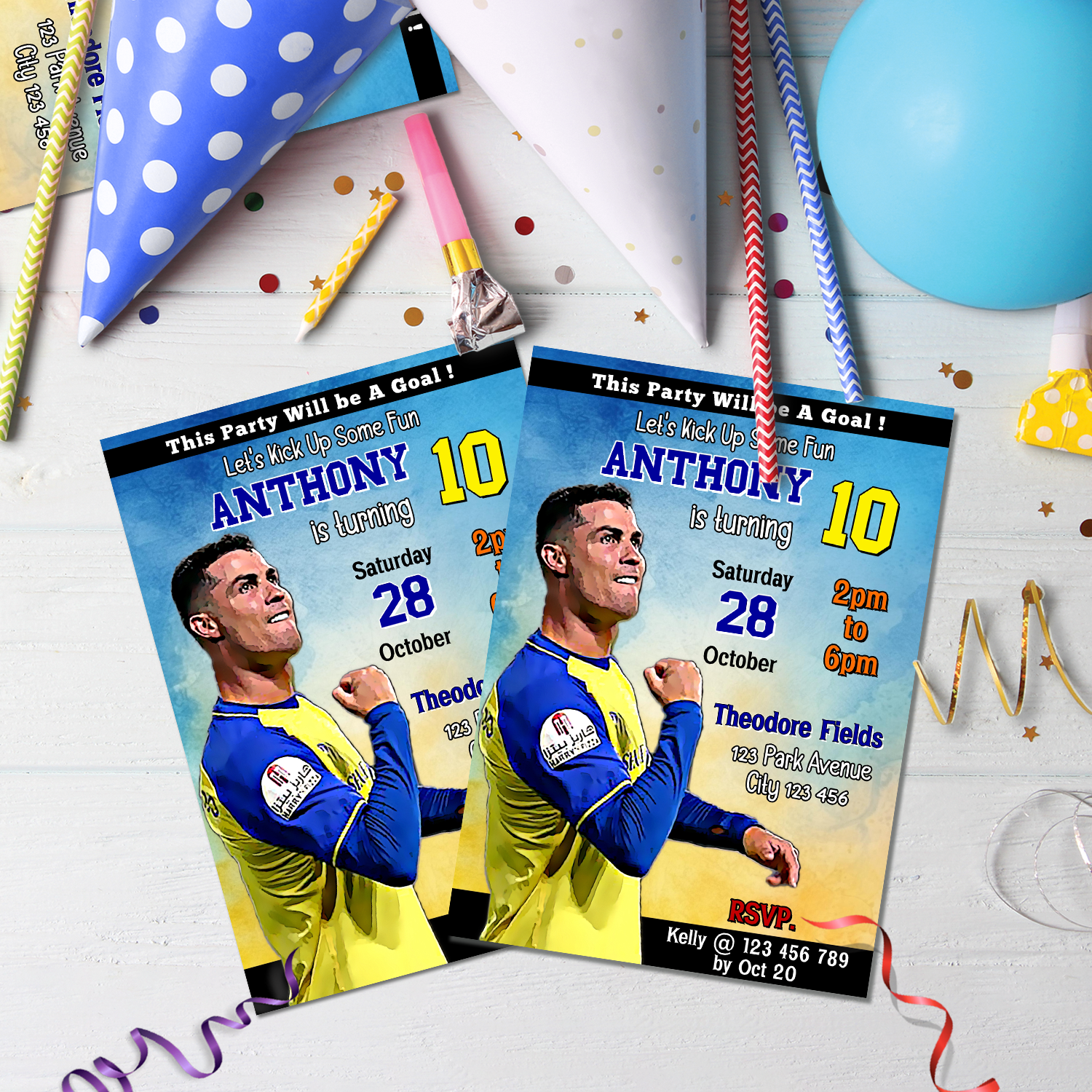 Ronaldo Birthday Decorations, FIFA World Cup Party Supplies, Ronaldo Portugal Themed, CR7 Digital Template, Editable Ronaldo CR7 Image SVG PNG