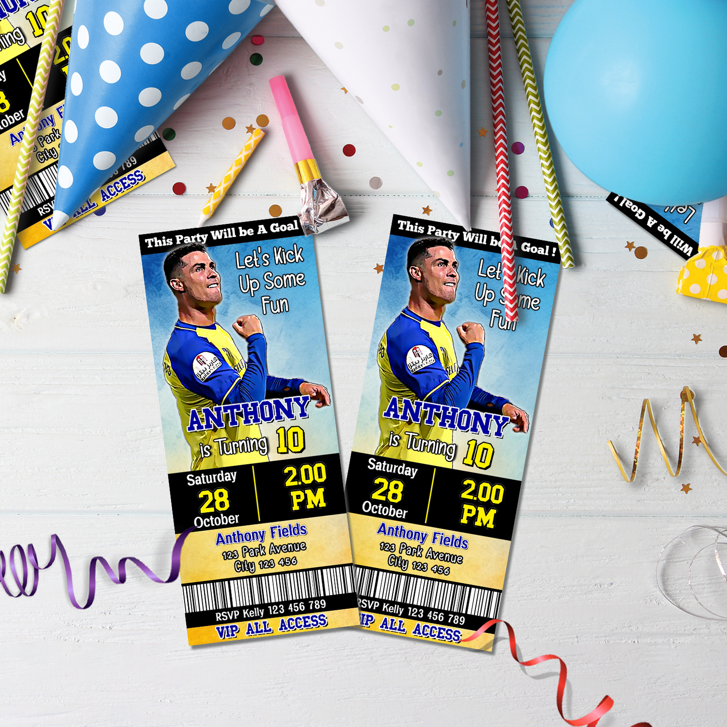 Ronaldo Birthday Decorations, FIFA World Cup Party Supplies, Ronaldo Portugal Themed, CR7 Digital Template, Editable Ronaldo CR7 Image SVG PNG