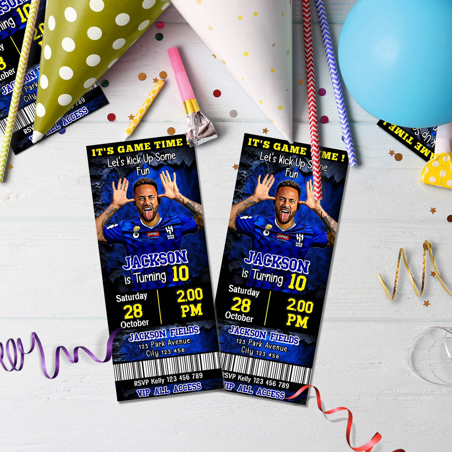 Neymar Birthday Decorations, FIFA World Cup Party Supplies, Neymar Brazil Themed, Neymar Al-Hilal SFC Digital Template, Editable Neymar Image SVG PNG