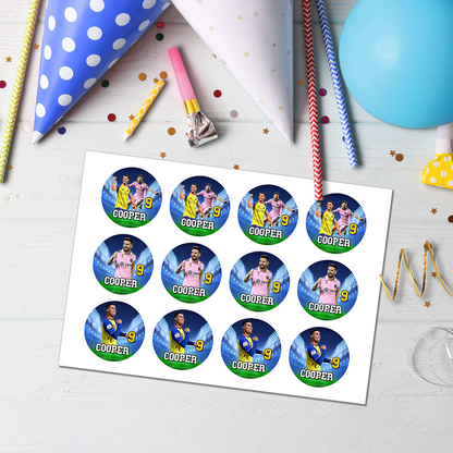 Messi & Ronaldo Personalized Cupcakes Toppers - A Sweet Addition to Your Party