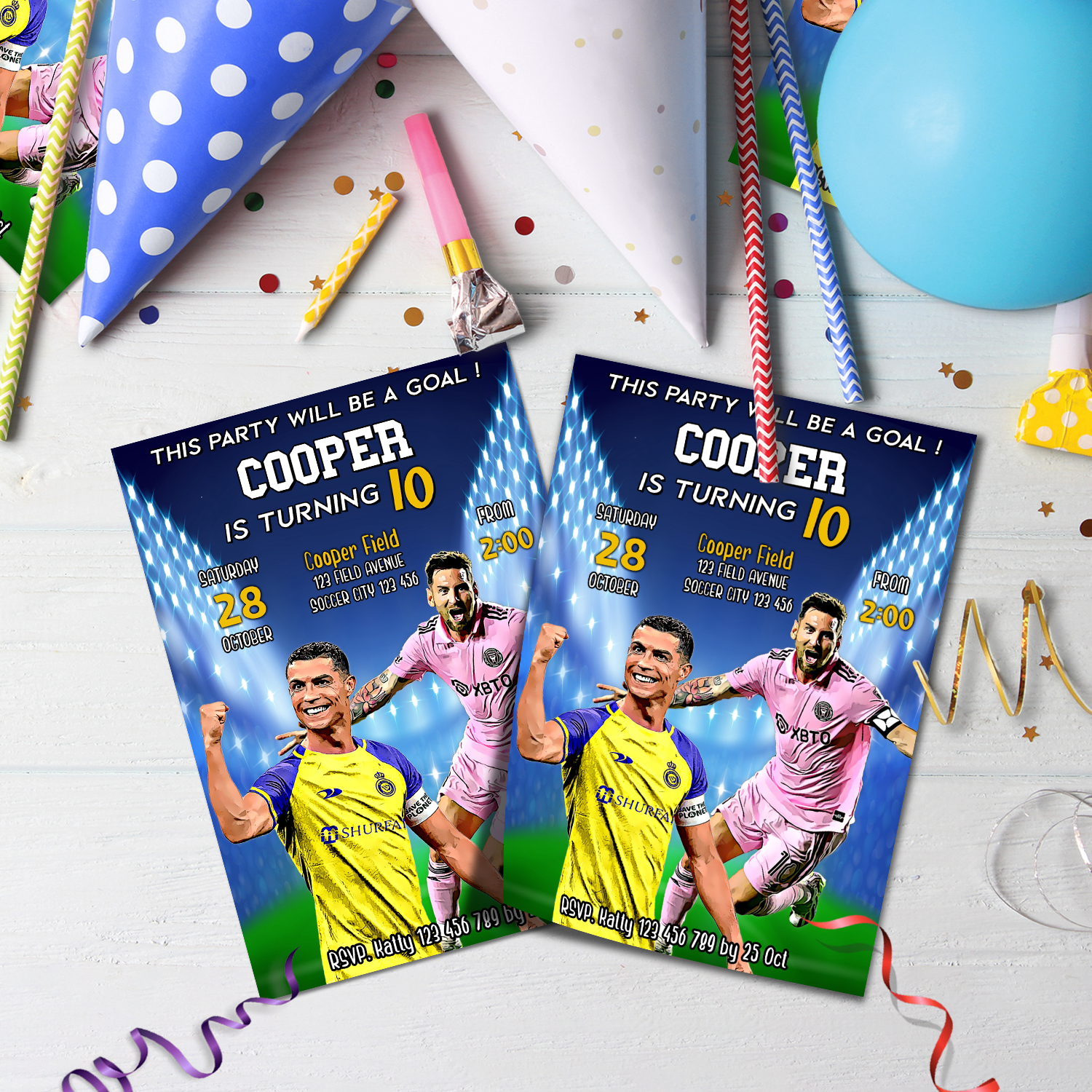 Messi Birthday Decorations, FIFA World Cup Party Supplies, Soccer Star, Ronaldo, Messi & Ronaldo SVG