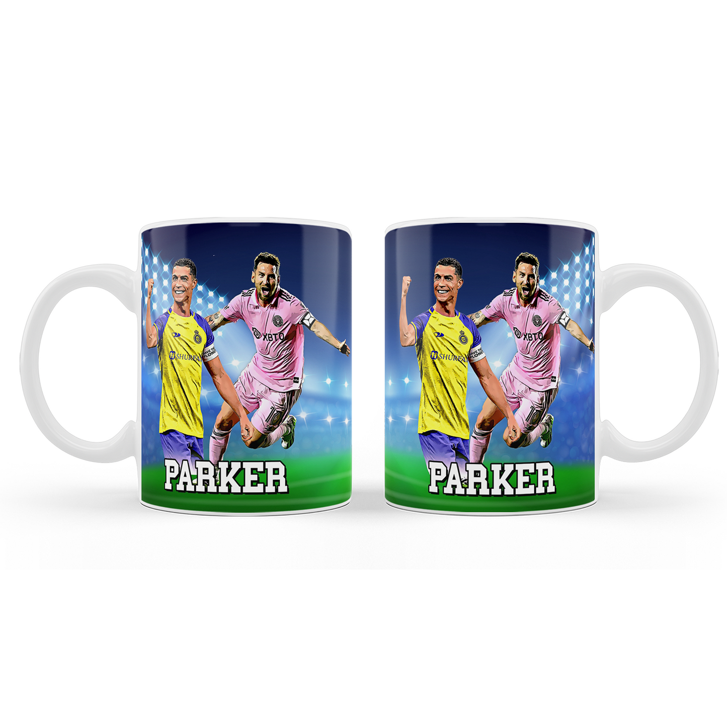 Sublimation mug with Messi & Ronaldo design