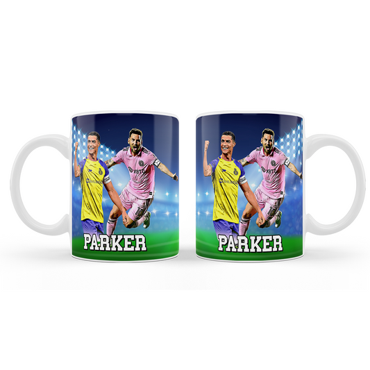 Sublimation mug with Messi & Ronaldo design