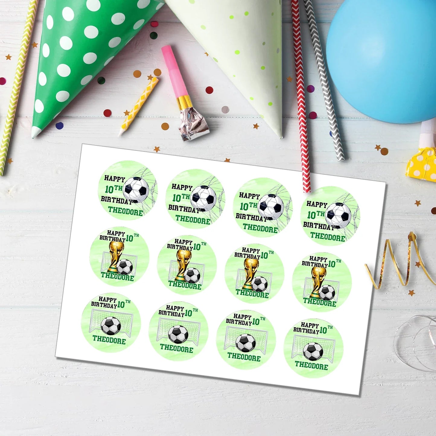 Soccer personalized cupcake toppers buy custom soccer party decorations