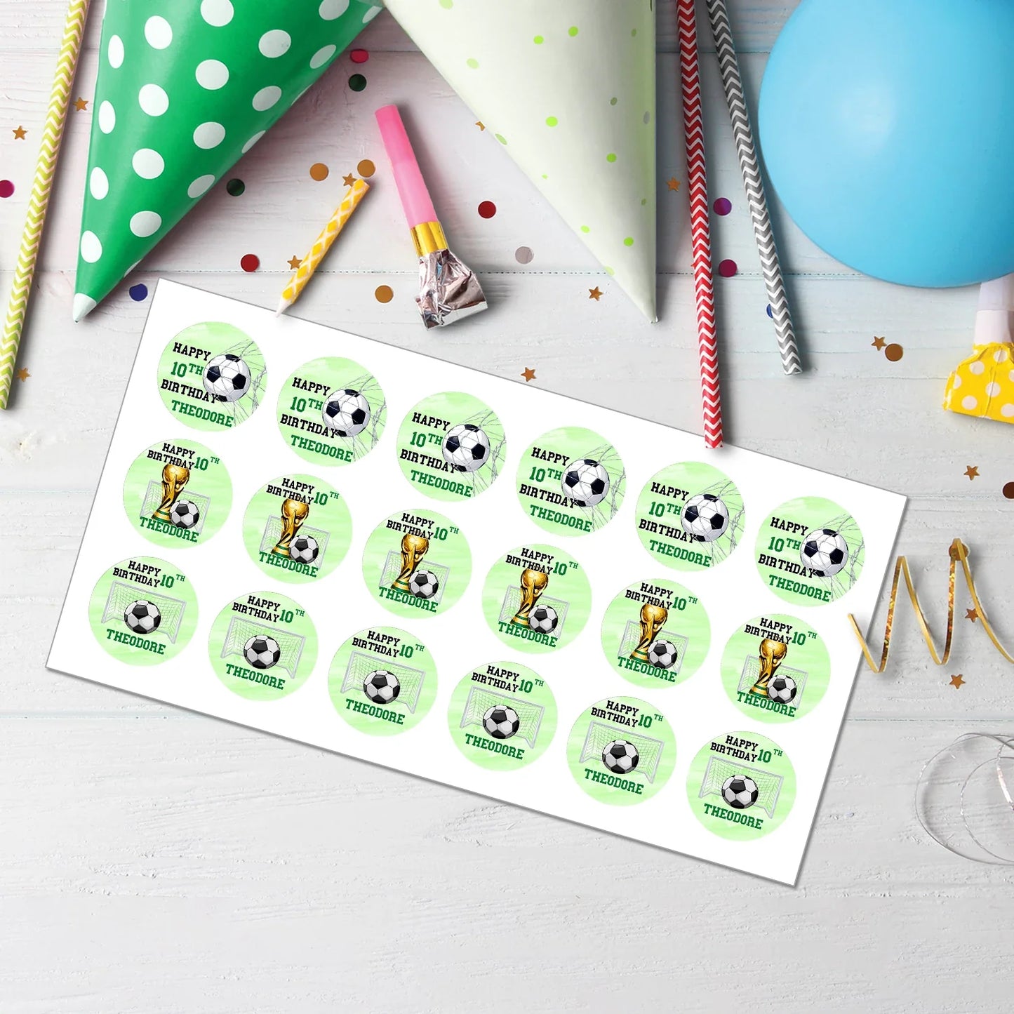 Soccer personalized cupcake toppers buy custom soccer party decorations