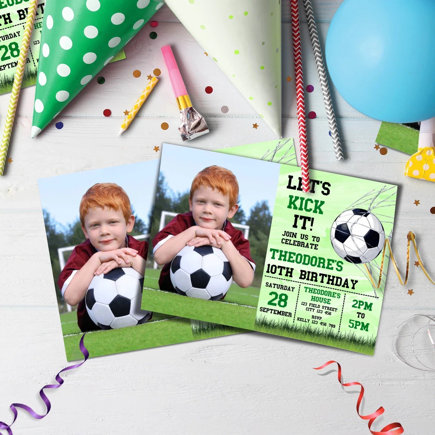 Soccer Birthday Decorations, World Cup Party Supplies, Football Themed, Messi Ronaldo Digital Template, Editable Soccer Image SVG PNG