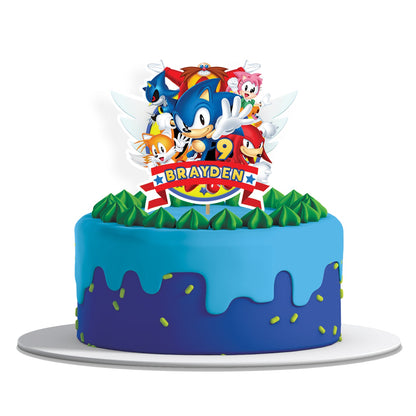 Sonic The Hedgehog themed personalized cake toppers