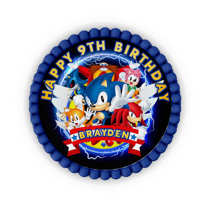 Round Sonic The Hedgehog personalized cake images