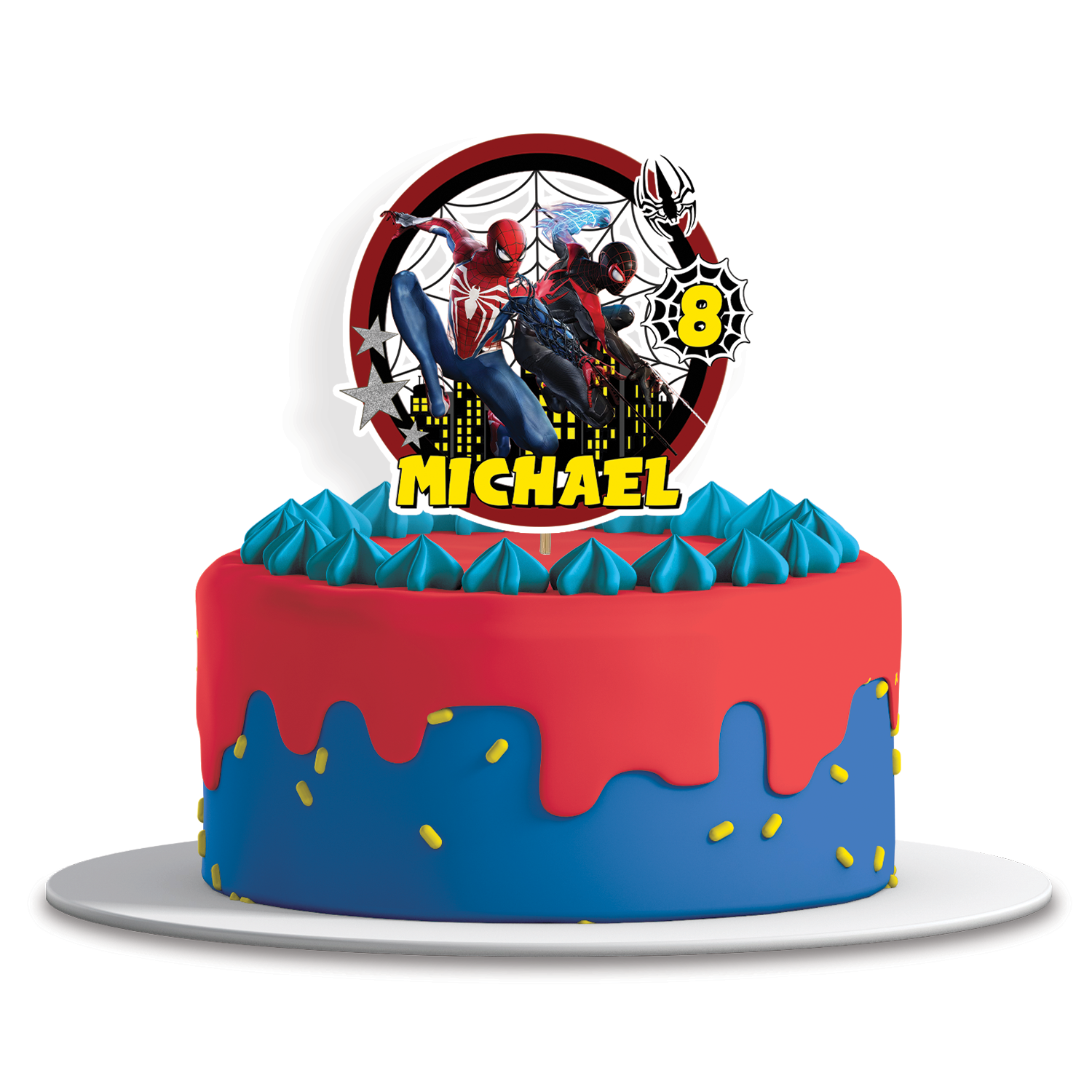 Spiderman themed personalized cake toppers