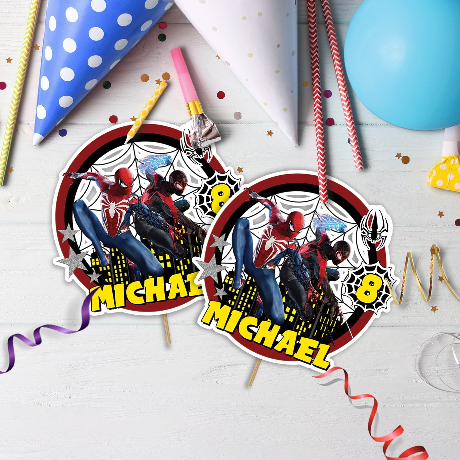 Spiderman Birthday Decorations, Spiderman Marvel Party Supplies, Super Heroes Themed, Spider-Man Digital Template, Editable Spiderman Image SVG PNG