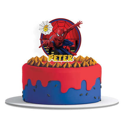 Spiderman themed personalized cake toppers