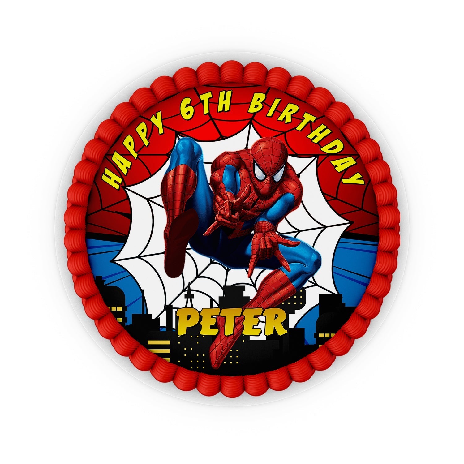 Round Spiderman personalized cake images