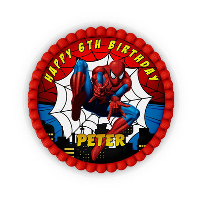 Round Spiderman personalized cake images