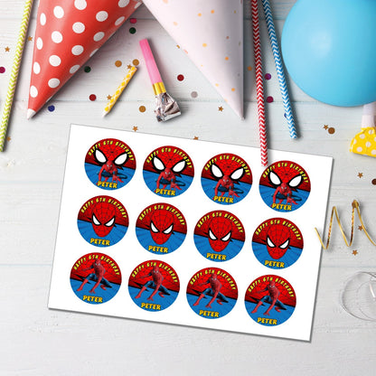 Delight Your Guests with Spiderman Personalized Cupcakes Toppers - Ideal for Parties