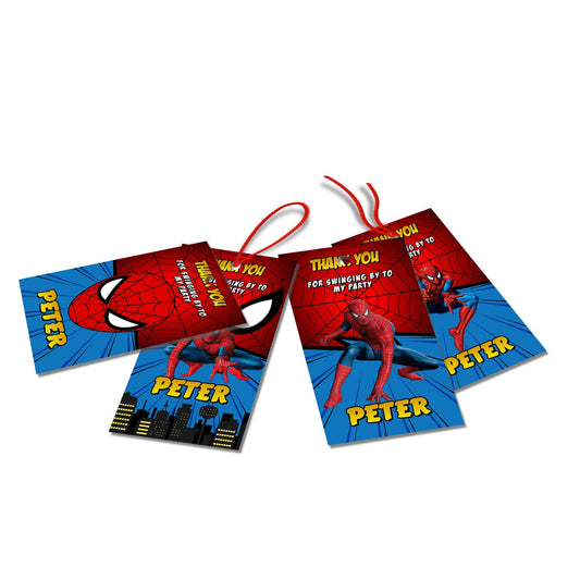 Spiderman themed thank you tags