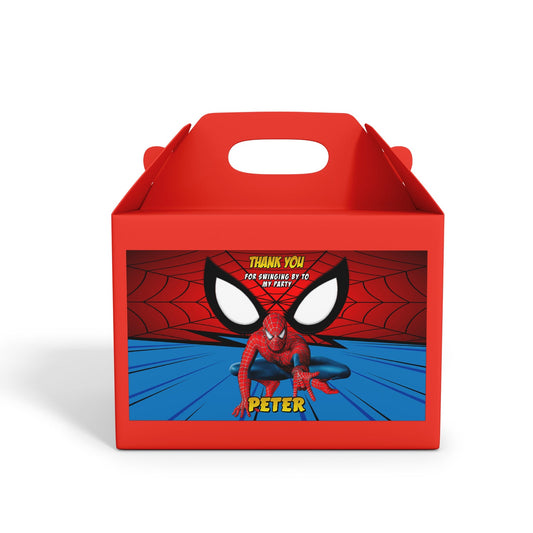 Spiderman themed treat box label