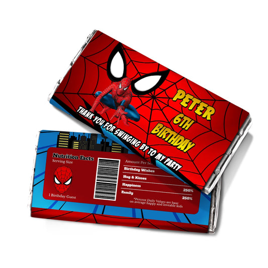 Spiderman themed chocolate label