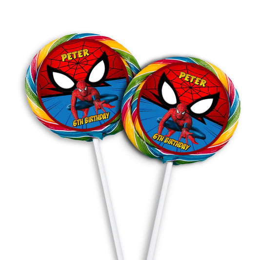 Spiderman themed lollipop label