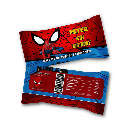 Spiderman themed Skittles label