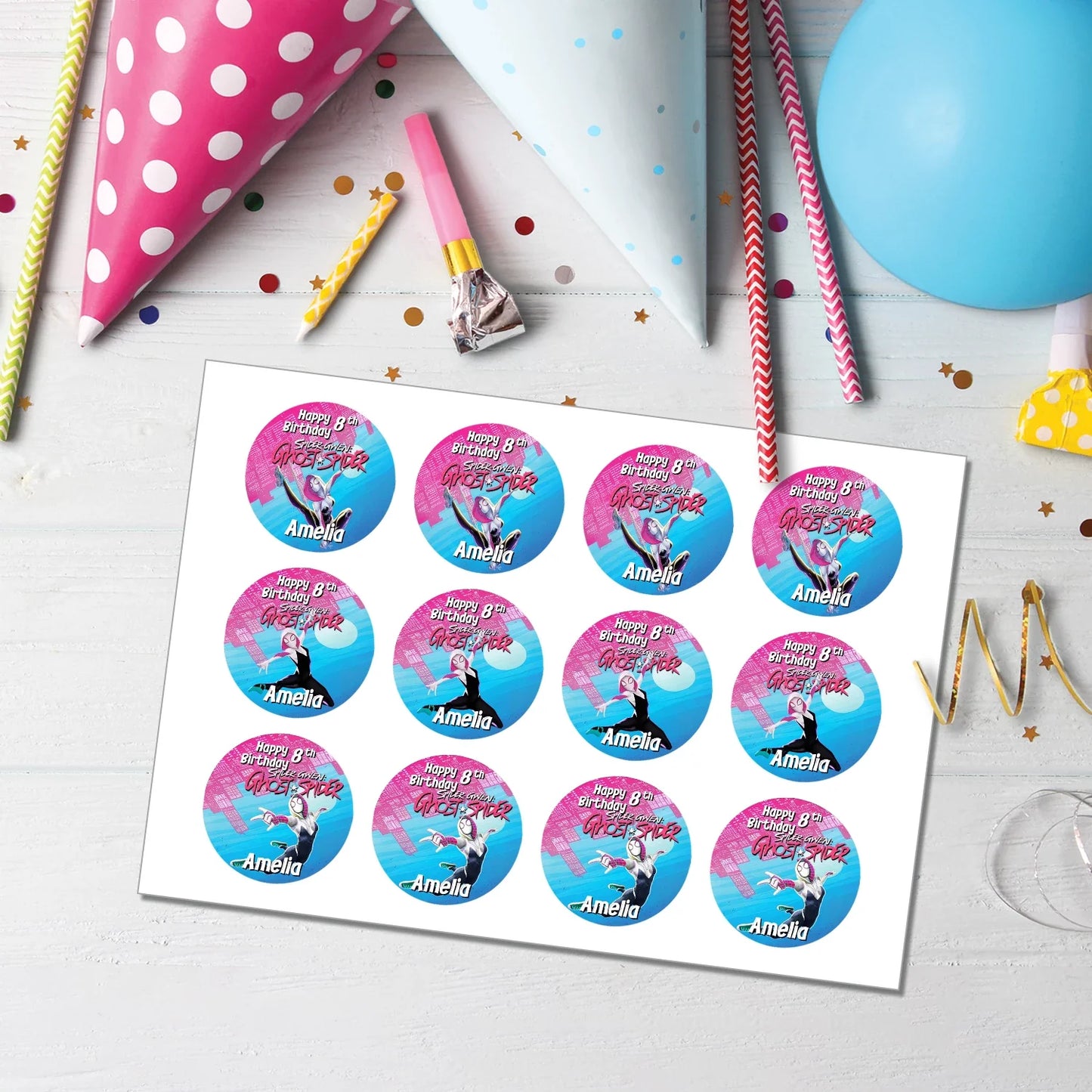 Spider-Woman Personalized Cupcake Toppers Printable