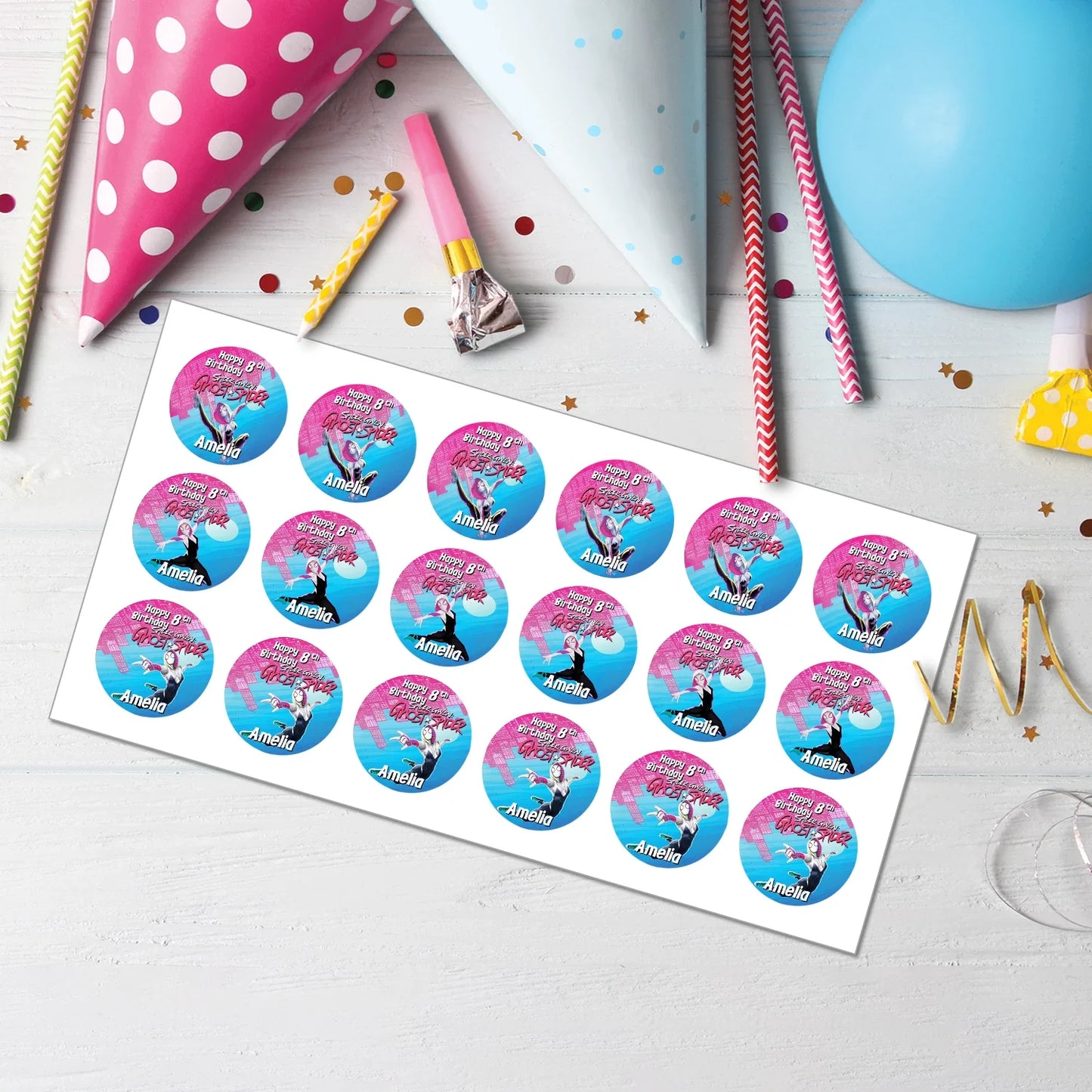 Spider-Woman Personalized Cupcake Toppers Printable