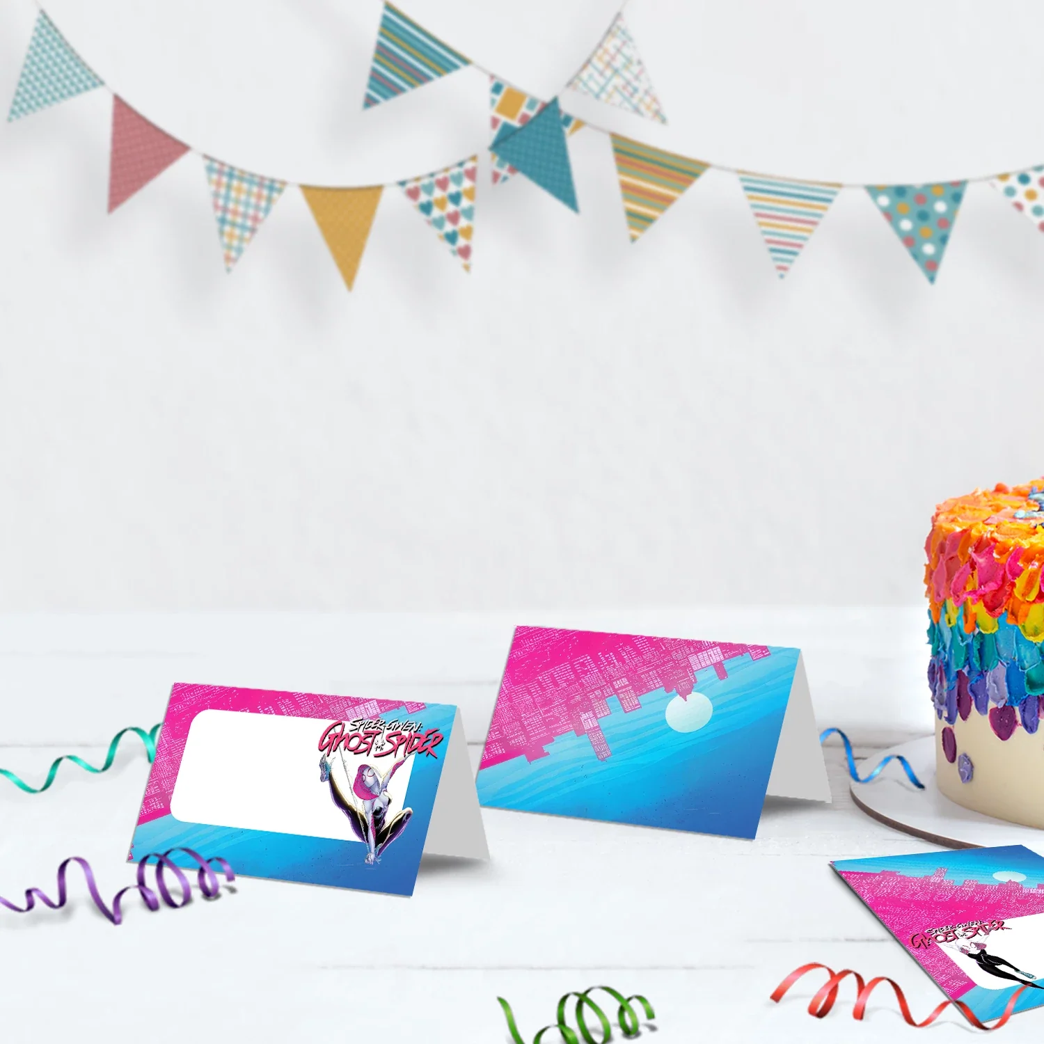 Spider-Gwen Birthday Decorations, Ghost Spider Party Supplies, Gwen Stacy Themed, Spider Woman Digital Template, Editable Spider-Woman Image SVG PNG