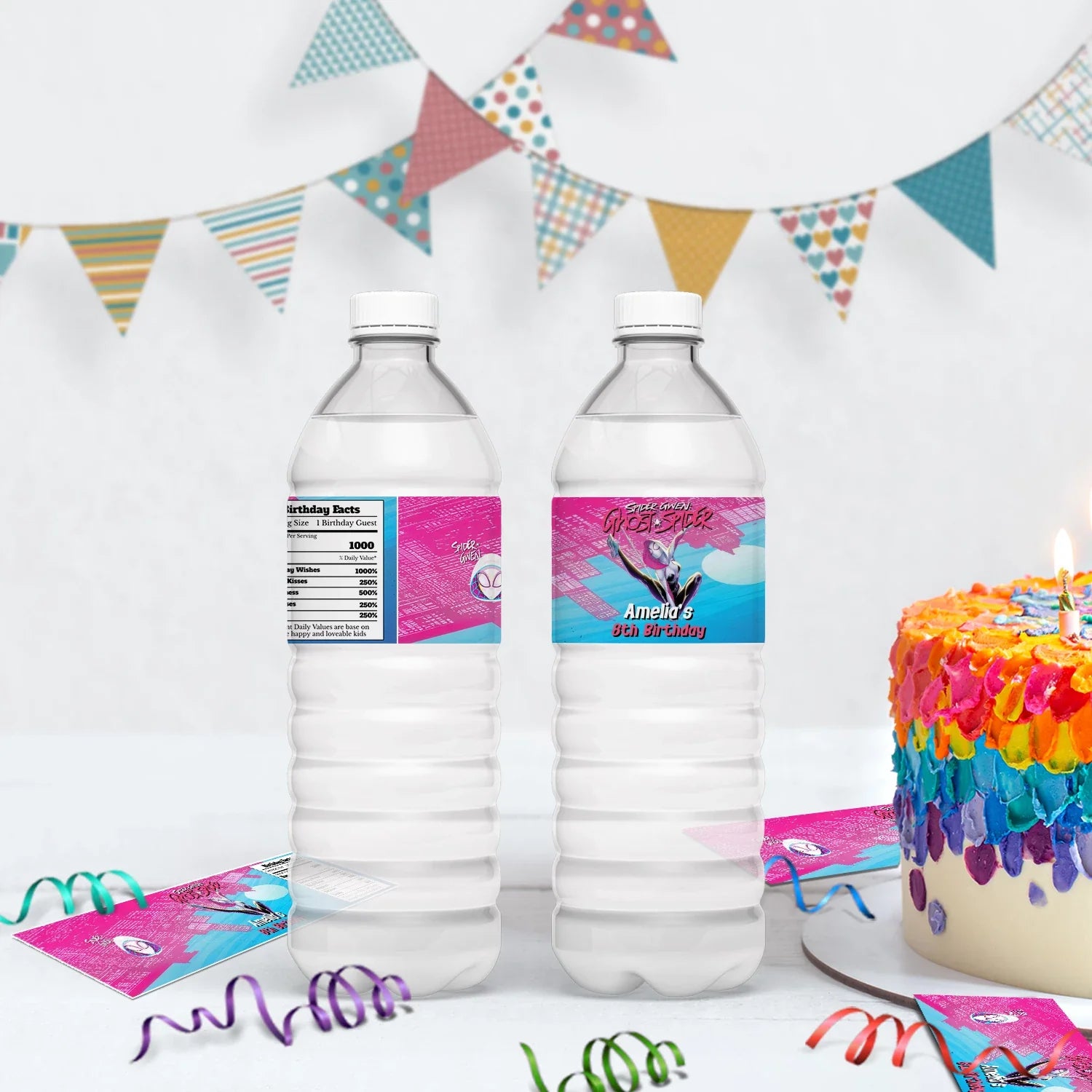 Spider-Gwen Birthday Decorations, Ghost Spider Party Supplies, Gwen Stacy Themed, Spider Woman Digital Template, Editable Spider-Woman Image SVG PNG