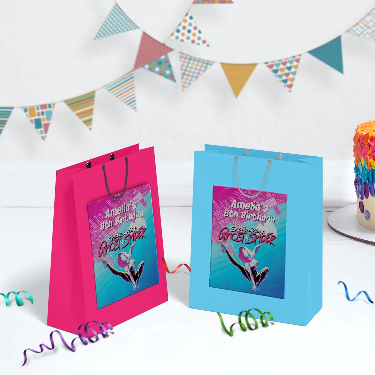 Spider-Gwen Birthday Decorations, Ghost Spider Party Supplies, Gwen Stacy Themed, Spider Woman Digital Template, Editable Spider-Woman Image SVG PNG