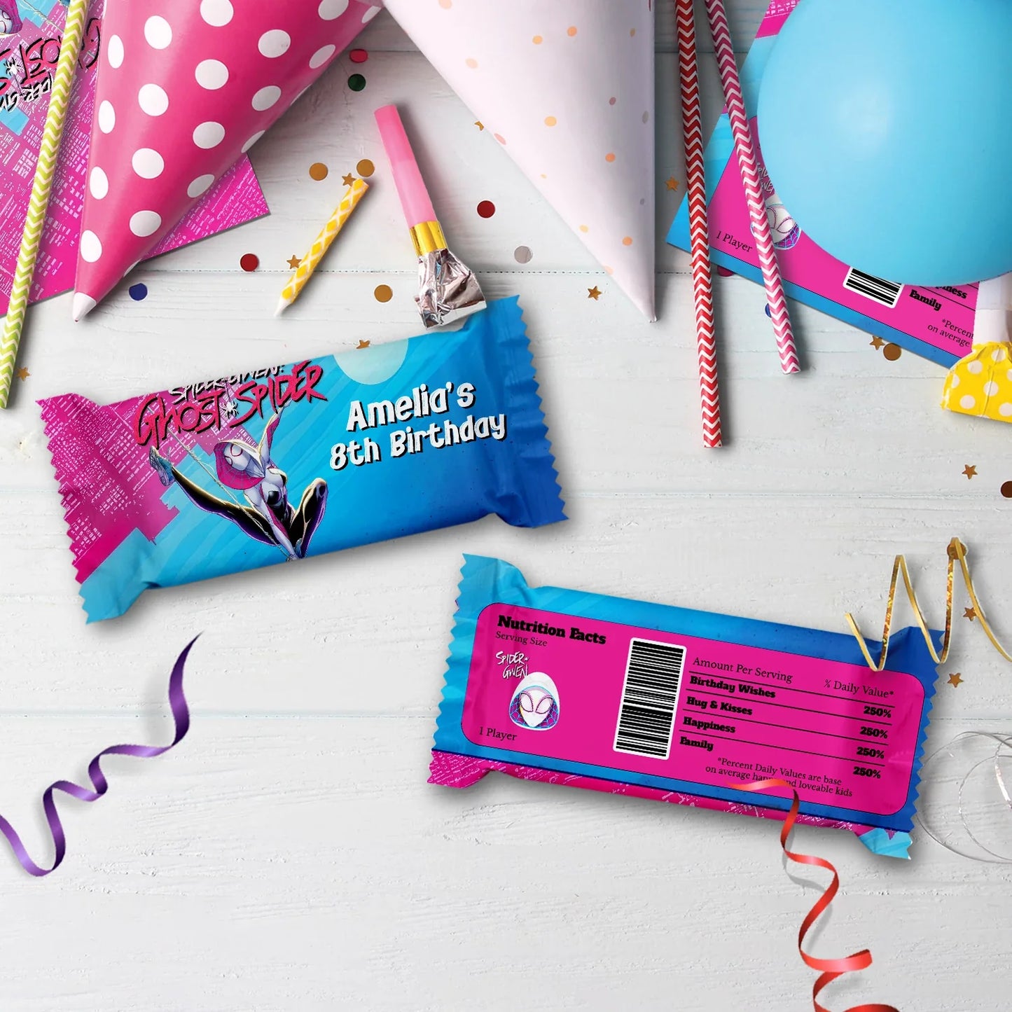 Spider-Gwen Birthday Decorations, Ghost Spider Party Supplies, Gwen Stacy Themed, Spider Woman Digital Template, Editable Spider-Woman Image SVG PNG