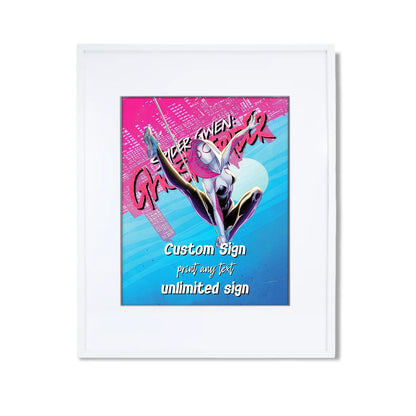 Spider-Woman custom sign with large character artwork and web accents on poster-style background