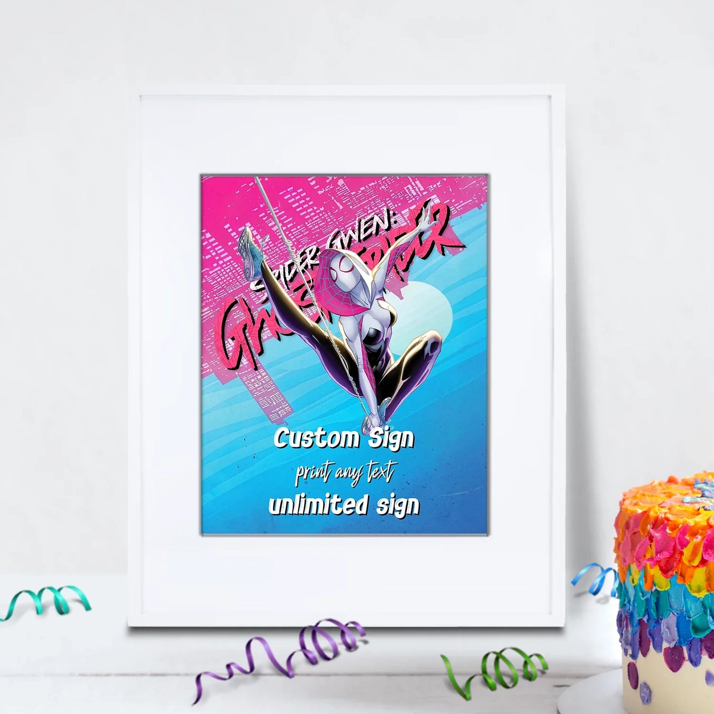 Spider-Gwen Birthday Decorations, Ghost Spider Party Supplies, Gwen Stacy Themed, Spider Woman Digital Template, Editable Spider-Woman Image SVG PNG