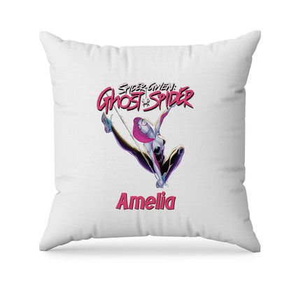 Spider-Woman sublimation pillowcase with bold comic graphics in red, blue, and black