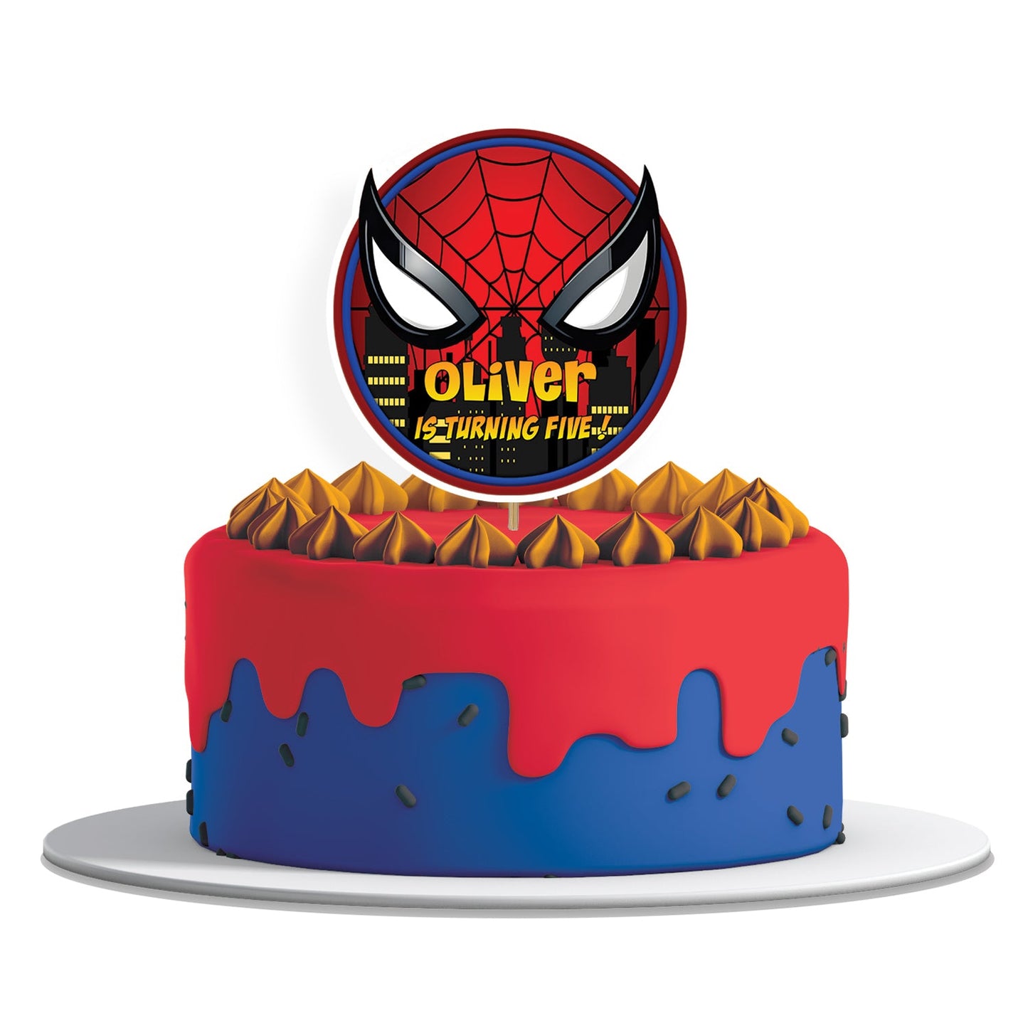 Spiderman Personalized Cake Toppers with custom name and age for birthday cakes