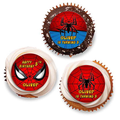 Spiderman Personalized Cupcake Toppers with custom name and Spiderman design