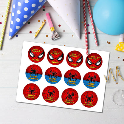 Spiderman Personalized Cupcake Toppers