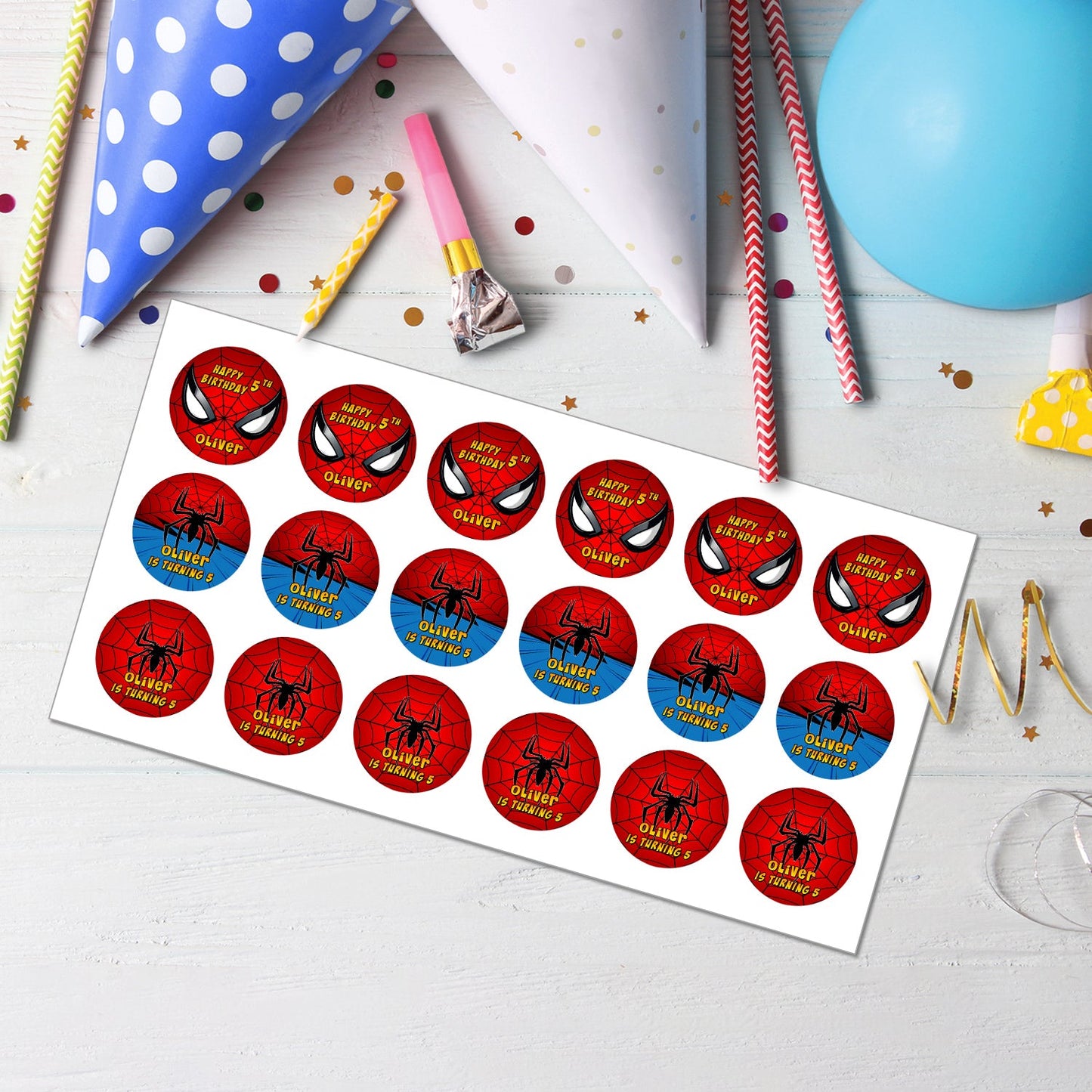 Spiderman Personalized Cupcake Toppers