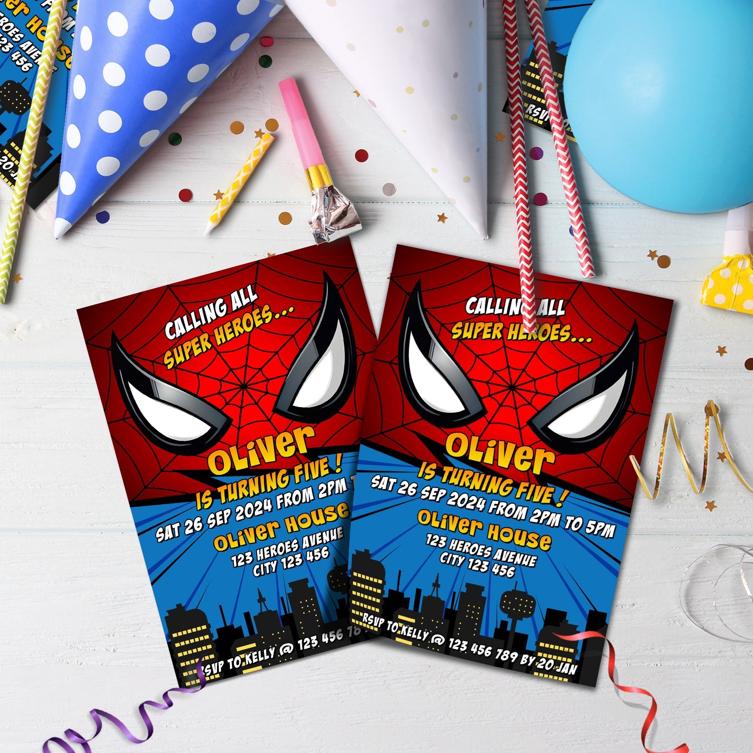 Spiderman Birthday Decorations, Super Heroes Party Supplies, Spiderman Themed, Spider-man Digital Template, Editable Spiderman Image SVG PNG