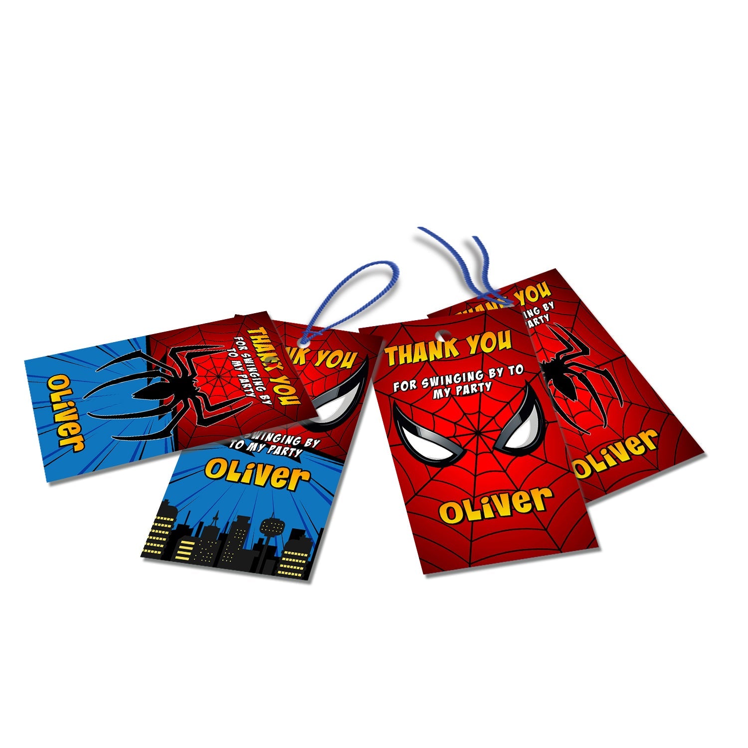 Spiderman Personalized Thank You Tags for party favors and gifts