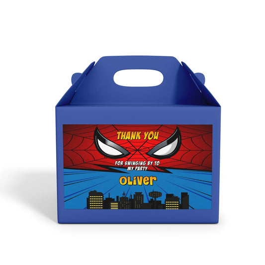 Spiderman Personalized Treat Box Label with name customization for party favors