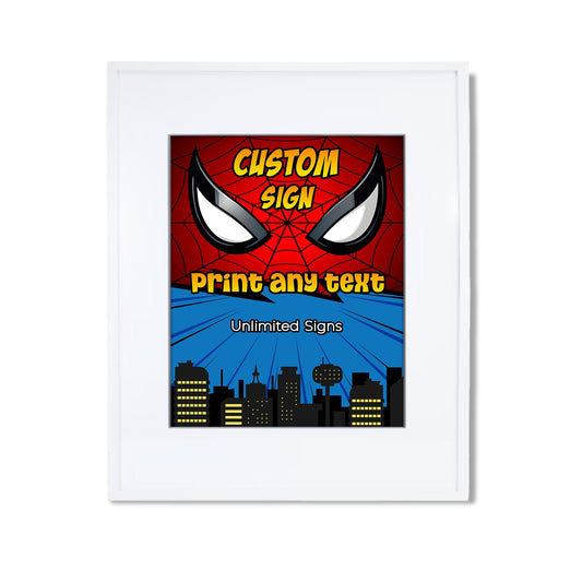 Spiderman Personalized Custom Sign with name and event details for decorations