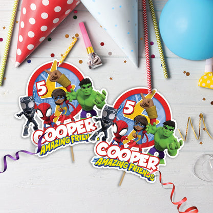 Spidey Preschool Movies Birthday Decorations, Spidey, Spin, Ghost Spider Party Supplies, Marvel Superhero Themed, Spider-Man Digital Template, Editable Spidey and His Amazing Friends Image SVG PNG