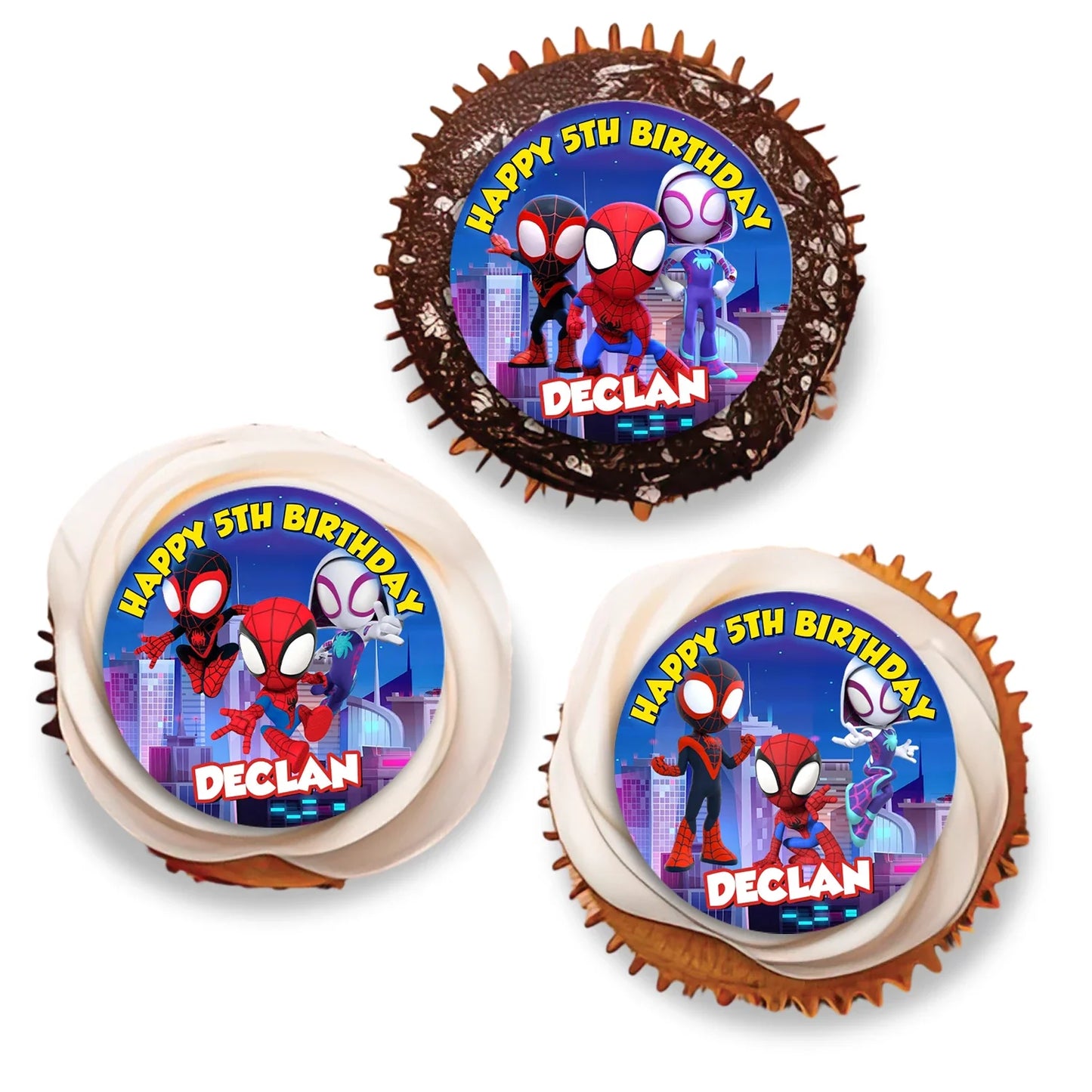 Spidey and His Amazing Friends Personalized Cupcakes Toppers