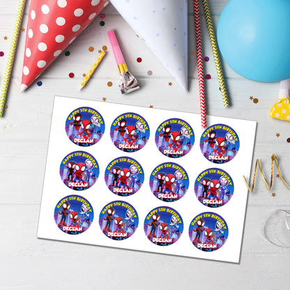 Spidey and His Amazing Friends Personalized Cupcakes Toppers