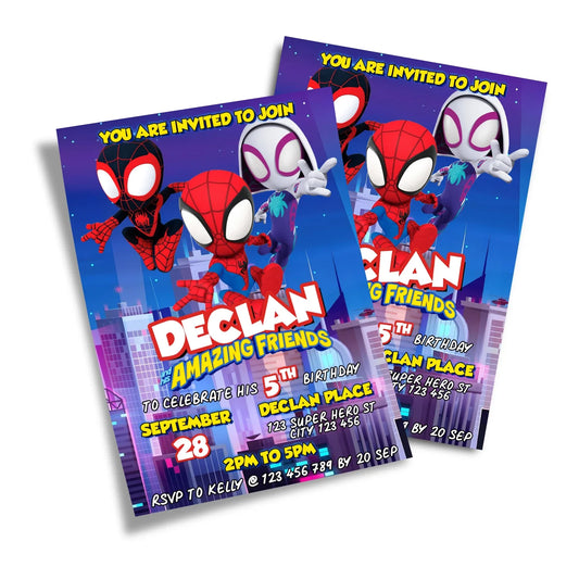 Spidey and His Amazing Friends Personalized Birthday Card Invitations