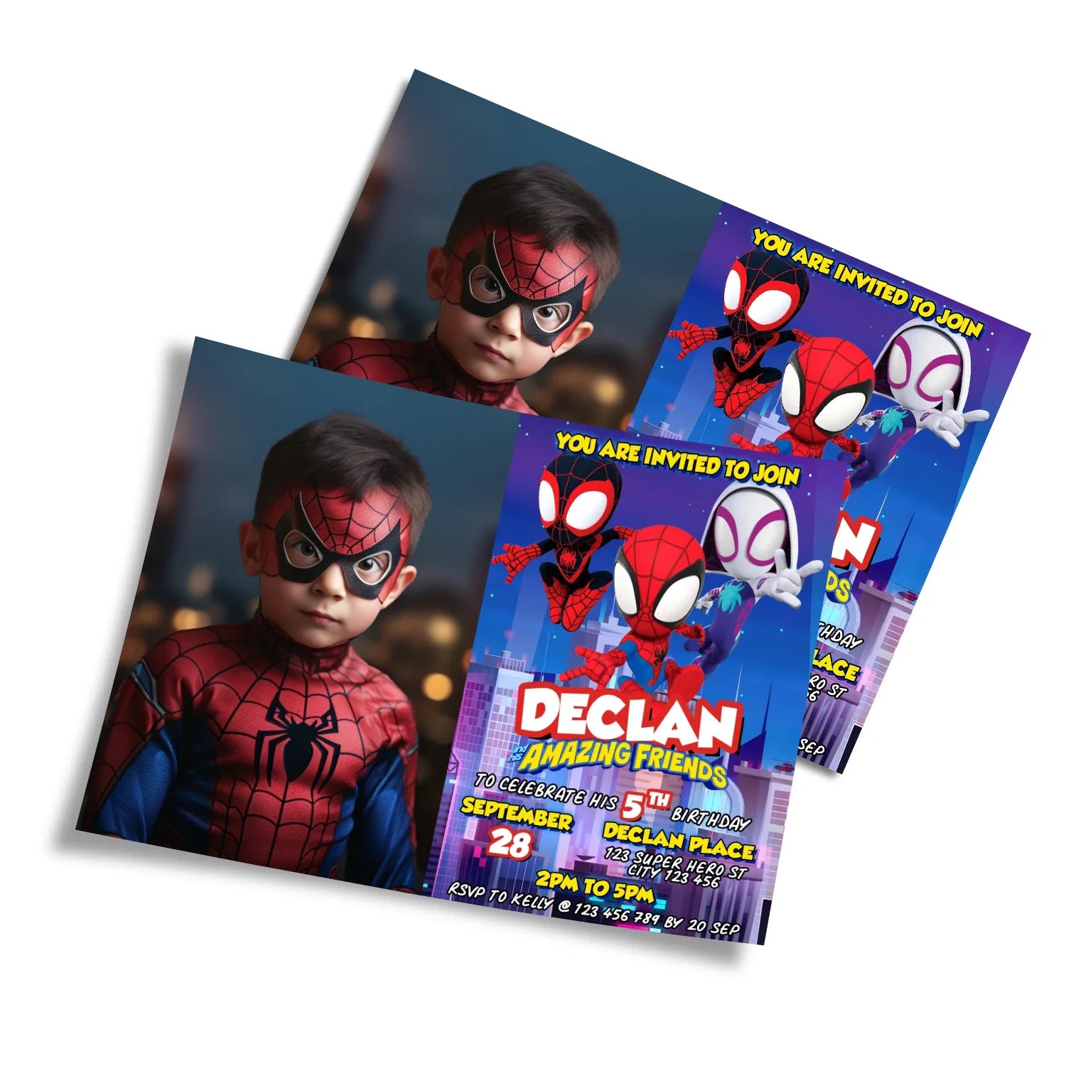 Spidey and His Amazing Friends Personalized Photo Card Invitations